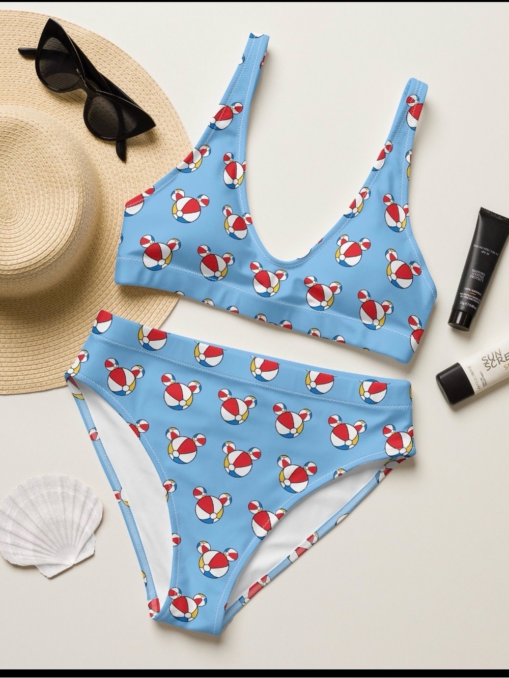 Women’s Light Blue Printed Two-Piece Swim Set